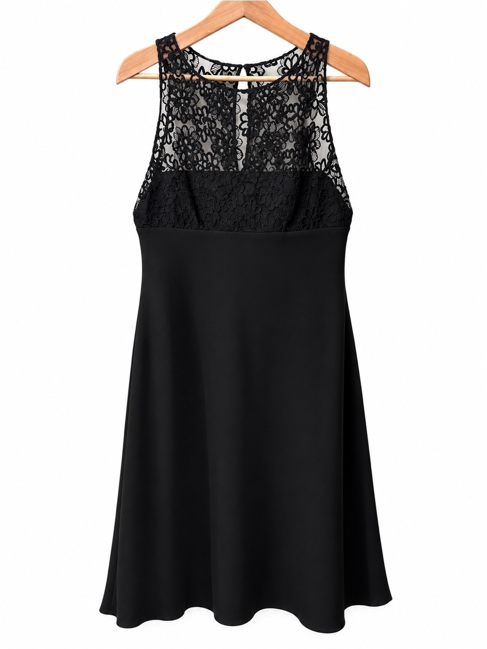 Jones New York Dress Size 12 Black Floral Lace Sleeveless Cocktail Dress